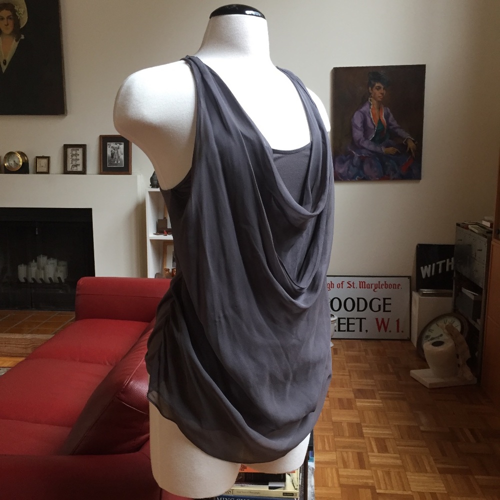 Haute Hippie Gray Draped Tank Top